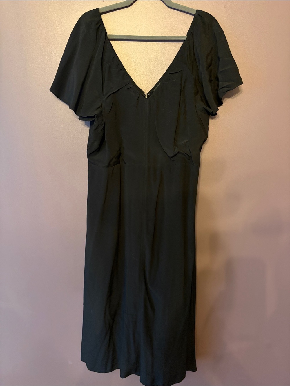 Ann Taylor Classic Black V-Neck Dress with flutter sleeves NWT Size 14
